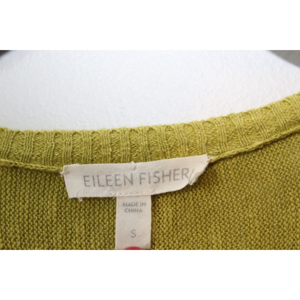 Eileen Fisher Organic Linen Cotton V-neck 3/4 Sleeve Top Green Small Lightweight - Picture 10 of 16
